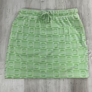 Forever 21 Green Pepsi Stretch Drawstring Pull On Pockets Terry Summer Skirt MED